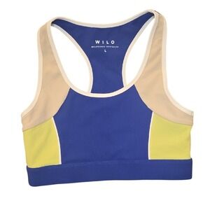 Wilo The Label Ribbed Racer Sports Bra Cobalt Blue Athleisure Yoga Size Large‎